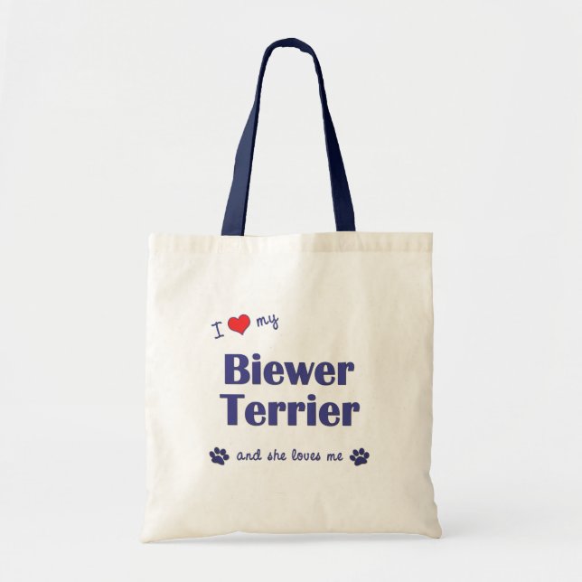 I Love My Biewer Terrier (Female Dog) Tote Bag (Front)