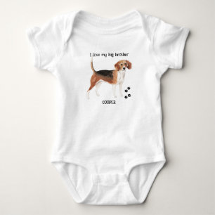I Love My Big Brother Beagle Dog for Baby Bodysuit