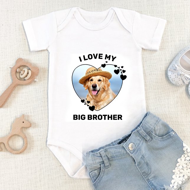 I Love My Big Brother Custom Dog Pet Photo Baby Bodysuit (Creator Uploaded)