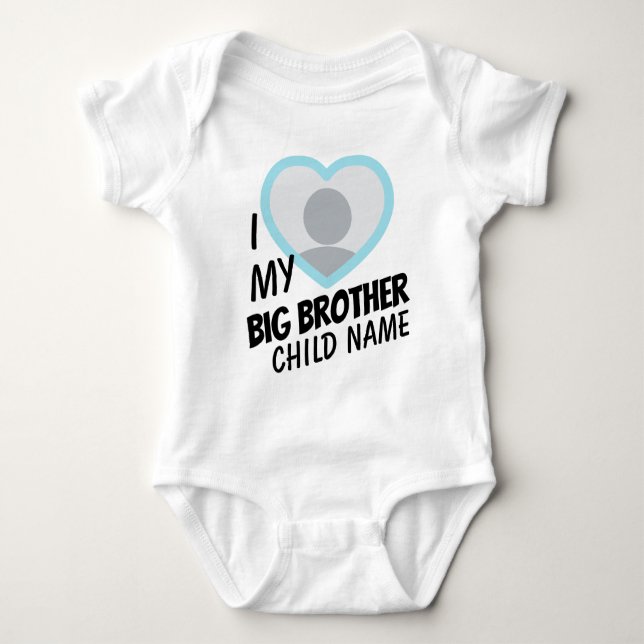 i Love my Big Brother double-sided photo and text Baby Bodysuit (Front)