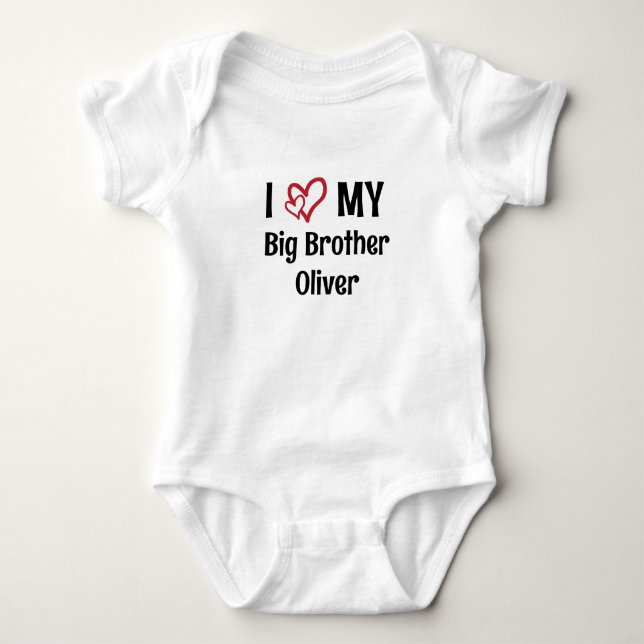 I Love my Big Brother Personalised Brother Name Baby Bodysuit (Front)