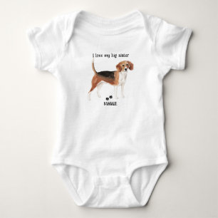 I Love My Big Sister Beagle Dog for Baby Bodysuit
