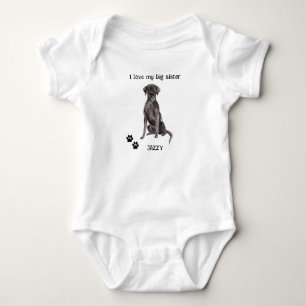 I Love My Big Sister Black Lab Baby Bodysuit