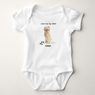 I Love My Big Sister Golden Retriever Dog Baby Bodysuit