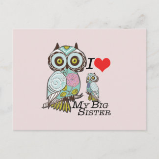 I-Love my-big Sister Owls  Multiple Product Select Postcard
