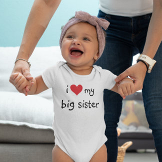 I Love My Big Sister Red Heart Baby Bodysuit