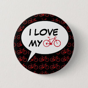 i love my bike cartoon 6 cm round badge