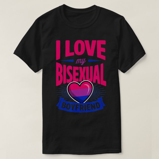 I Love My Bisexual Boyfriend Cute Bi Pride Anniver T-Shirt (Design Front)