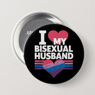 I Love My Bisexual Husband Bi Pride Bisexual Flag 7.5 Cm Round Badge