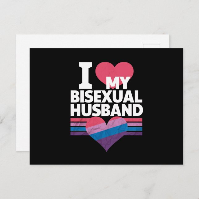 I Love My Bisexual Husband Bi Pride Bisexual Flag  Postcard (Front/Back)