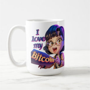 I Love My Bitcoin - Cartoon Design Coffee Mug