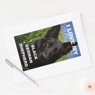 I Love My Black German Shepherd Rectangular Sticker