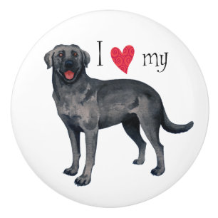 I Love my Black Lab Ceramic Knob