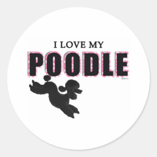 I Love My Black Poodle Classic Round Sticker
