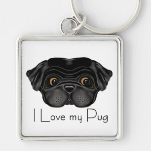 I Love my Black Pug Key Ring