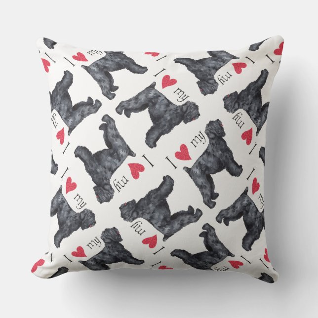 I Love my Black Russian Terrier Cushion (Front)