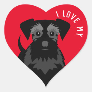 I Love My Black Schnauzer Heart Sticker