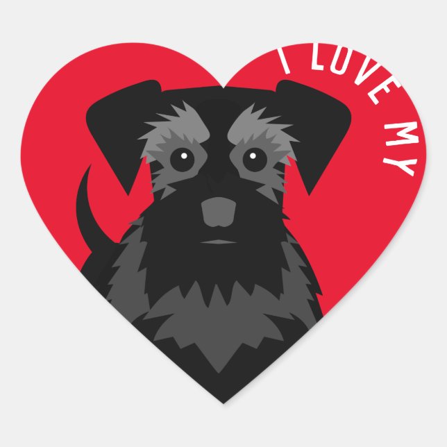 I Love My Black Schnauzer Heart Sticker (Front)
