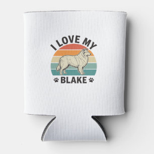 I Love My Blake Dog Retro Engraving Design_1 Can Cooler