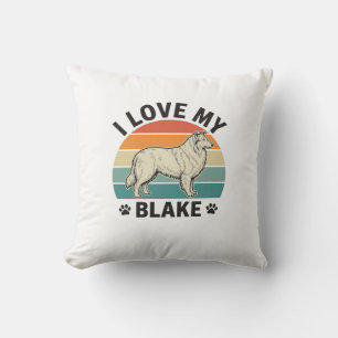 I Love My Blake Dog Retro Engraving Design_1 Cushion