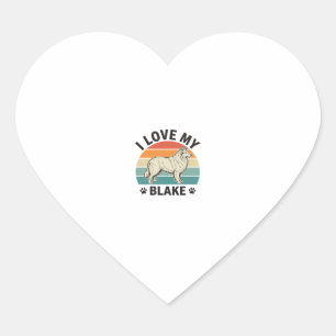 I Love My Blake Dog Retro Engraving Design_1 Heart Sticker
