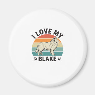 I Love My Blake Dog Retro Engraving Design_1 Magnet