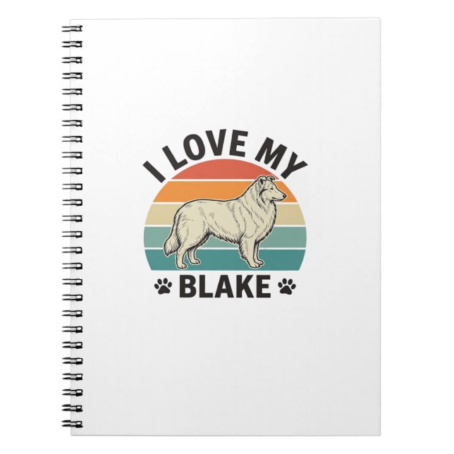 I Love My Blake Dog Retro Engraving Design_1 Notebook (Front)
