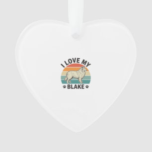 I Love My Blake Dog Retro Engraving Design_1 Ornament