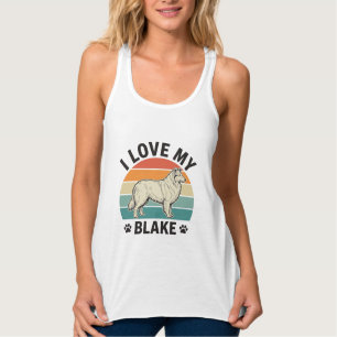 I Love My Blake Dog Retro Engraving Design_1 Singlet