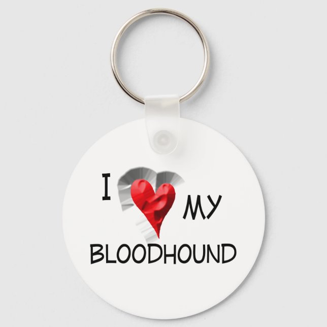 I Love My Bloodhound Key Ring (Front)