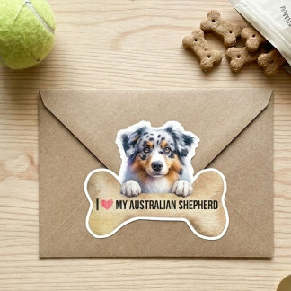 I Love My Blue Merle Australian Shepherd Dog Bone