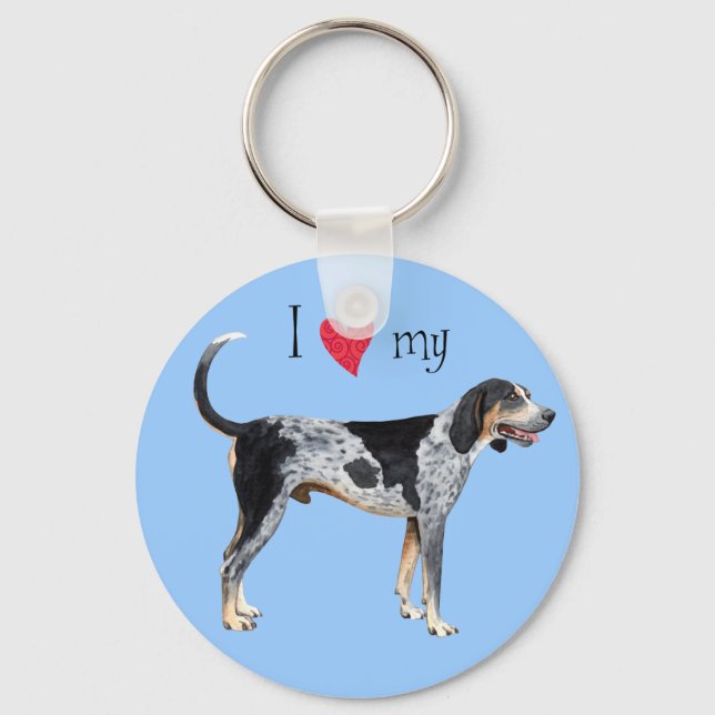 I Love my Bluetick Coonhound Key Ring (Front)