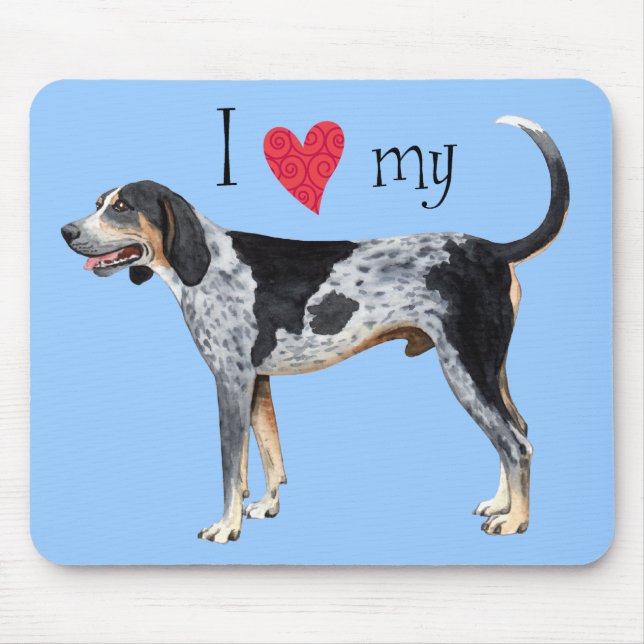 I Love my Bluetick Coonhound Mouse Pad (Front)