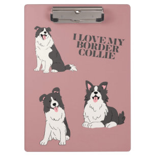I Love My Border Collie Cute Minimal Clipboard