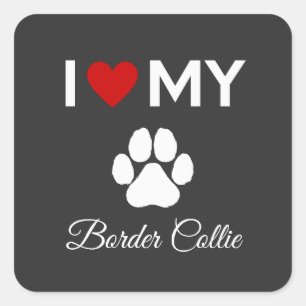 I love my Border Collie dog custom text Square Sticker