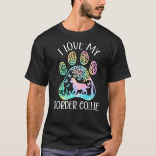 I Love My Border Collie Dog Puppy Paw Love T-Shirt
