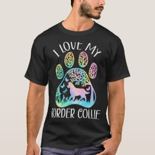 I Love My Border Collie Dog Puppy Paw Love T-Shirt
