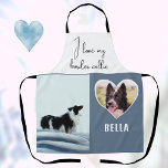 I love my Border Collie Drawing Dog Photo Name  Apron<br><div class="desc">I love my Border Collie Drawing Dog Photo Name Apron. This apron is perfect for any Border Collie owner! It features a beautiful photo in a shape of a heart, a custom name of your dog, and a delightful drawing of a Border Collie playing in the snow. The text "I...</div>