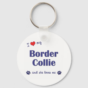 I Love My Border Collie (Female Dog) Key Ring