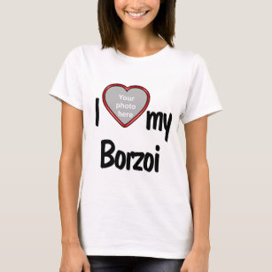 I Love My Borzoi - Cute Red Heart Photo Frame T-Shirt