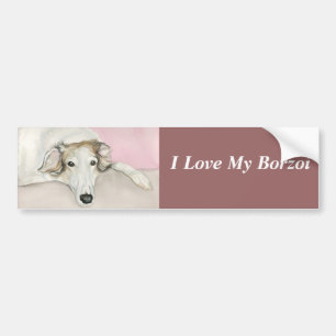 I Love My Borzoi Dog Art Bumper Sticker