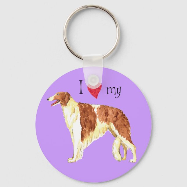 I Love my Borzoi Key Ring (Front)