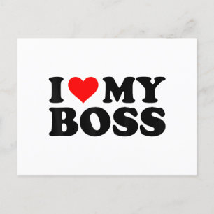 I Love My Boss Funny Red Heart Boss I Heart My Bos Holiday Postcard