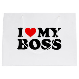 I Love My Boss Funny Red Heart Boss I Heart My Bos Large Gift Bag