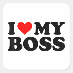 I Love My Boss Funny Red Heart Boss I Heart My Bos Square Sticker