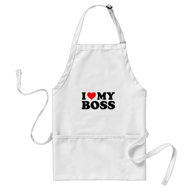 I Love My Boss Funny Red Heart Boss I Heart My Bos Standard Apron (Front)