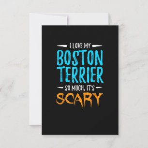 I Love My Boston Terrier Dog Mum Scary Halloween RSVP Card
