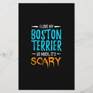 I Love My Boston Terrier Dog Mum Scary Halloween Stationery
