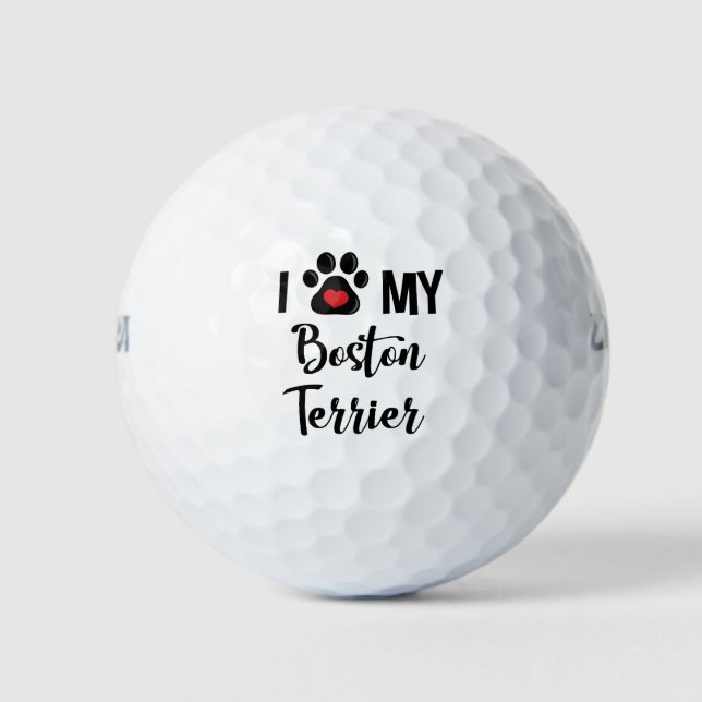 I Love my Boston Terrier Golf Balls (Front)