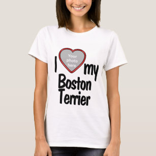 I Love My Boston Terrier Red Heart Dog Lover Photo T-Shirt
